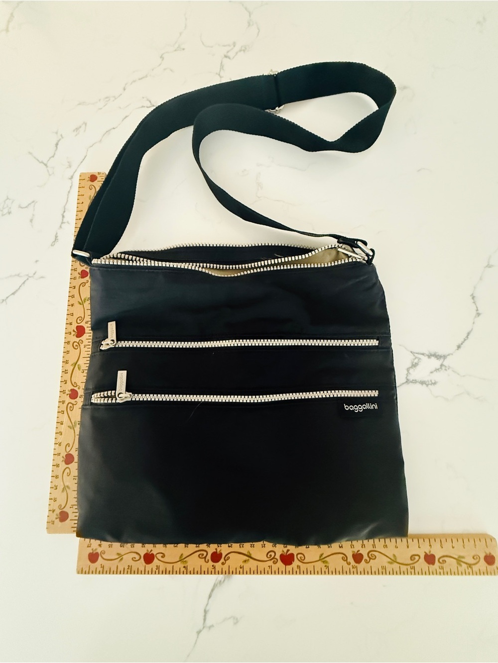 Baggallini Black Crossbody with Silver Zippers